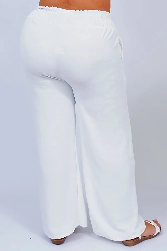 Plain Smocked High Wasit Palazzo