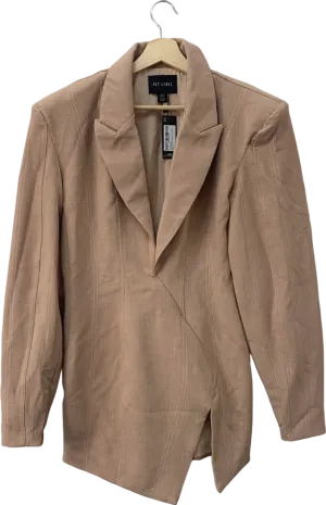 PLT Label Taupe Asymmetric Oversized Blazer UK 10
