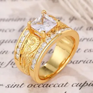 Princess Square Sapphire Ring Women Wedding Jewelry