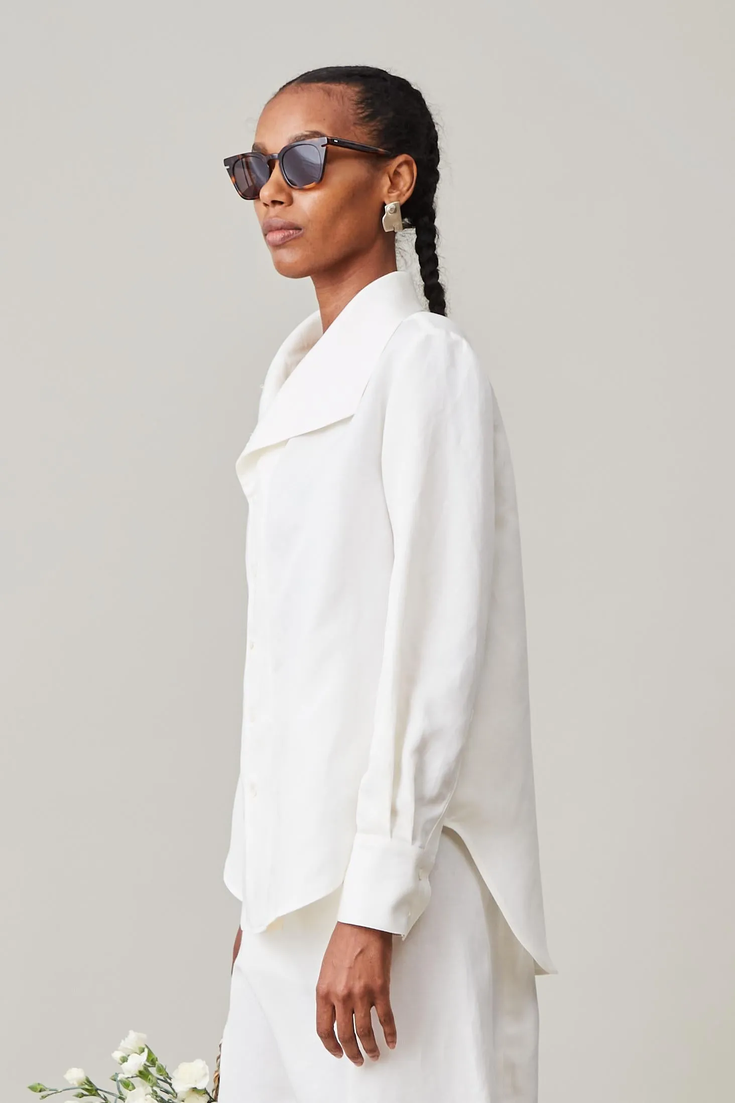 RAJID BLOUSE | CREAM TENCEL LINEN