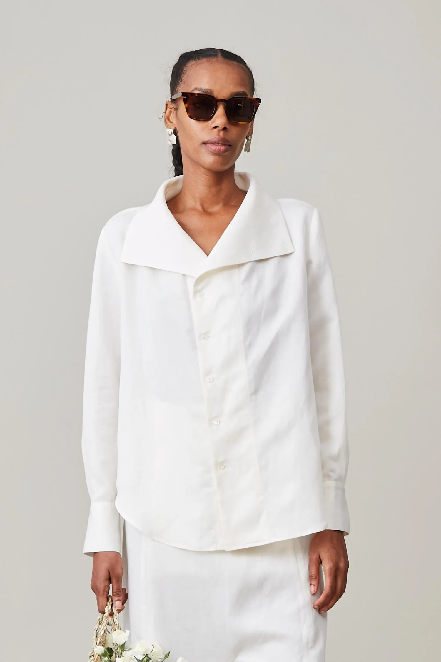 RAJID BLOUSE | CREAM TENCEL LINEN