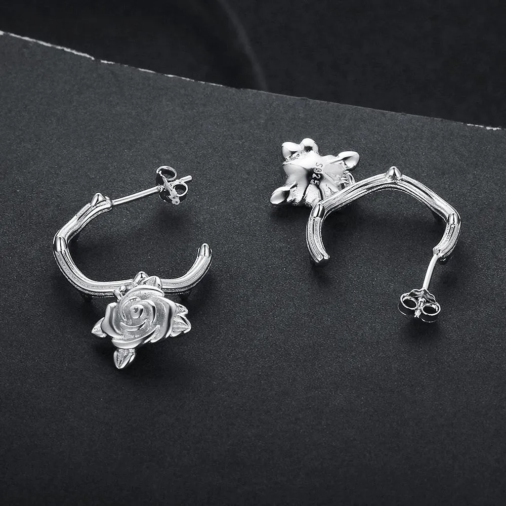 Rose Accessories Hoop Earrings For Women 925 Sterling Silver Party Jewelry Gift