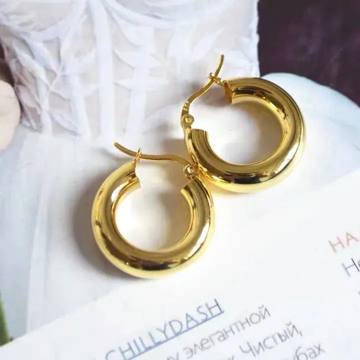 Round Gold Earrings For Women Girl Sexy Trendy Jewelry Gift Party
