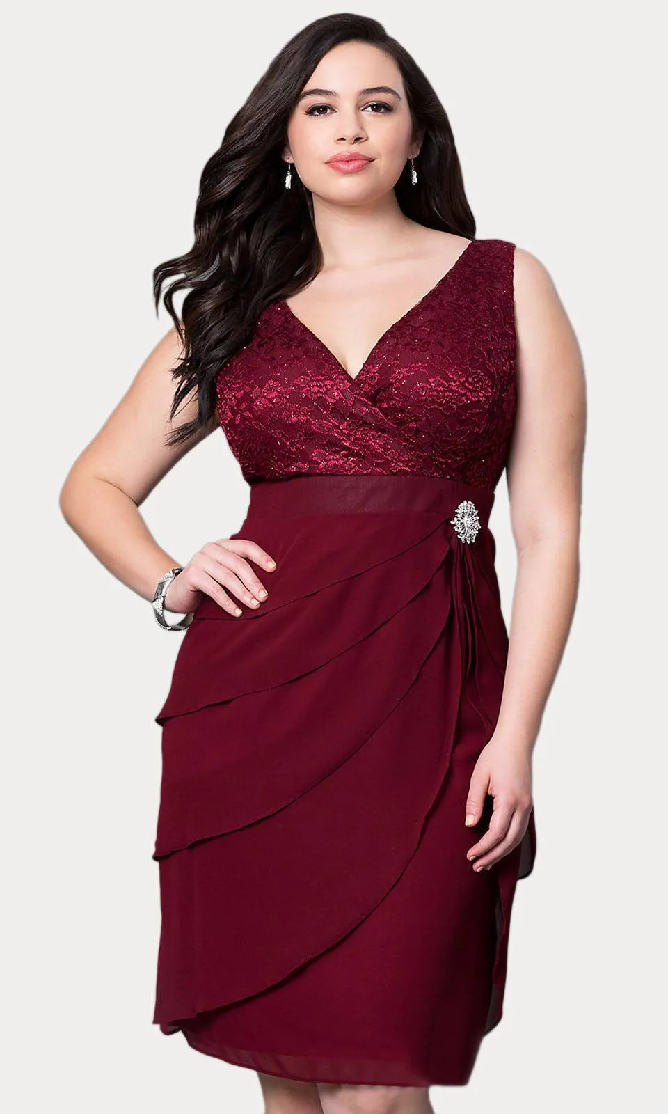 Sally Fashion 8723 Short Formal Dress V-Neck Lace Chiffon 3/4 Sleeve Jacket