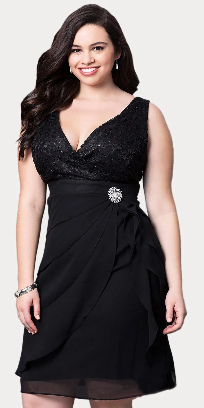 Sally Fashion 8723 Short Formal Dress V-Neck Lace Chiffon 3/4 Sleeve Jacket