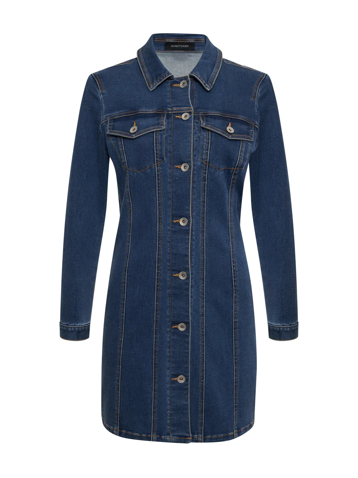 Sculpted Denim Mini Dress