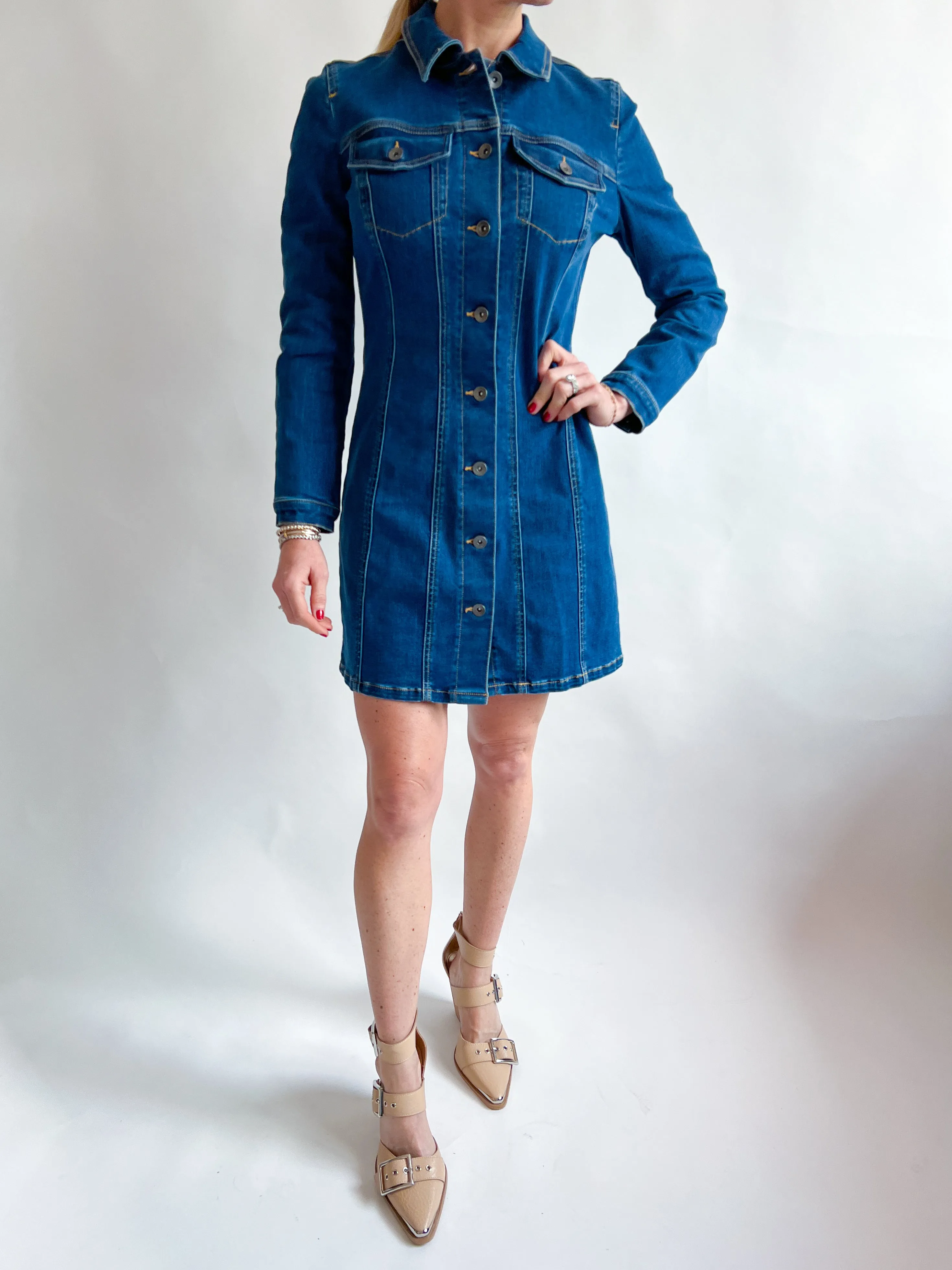 Sculpted Denim Mini Dress