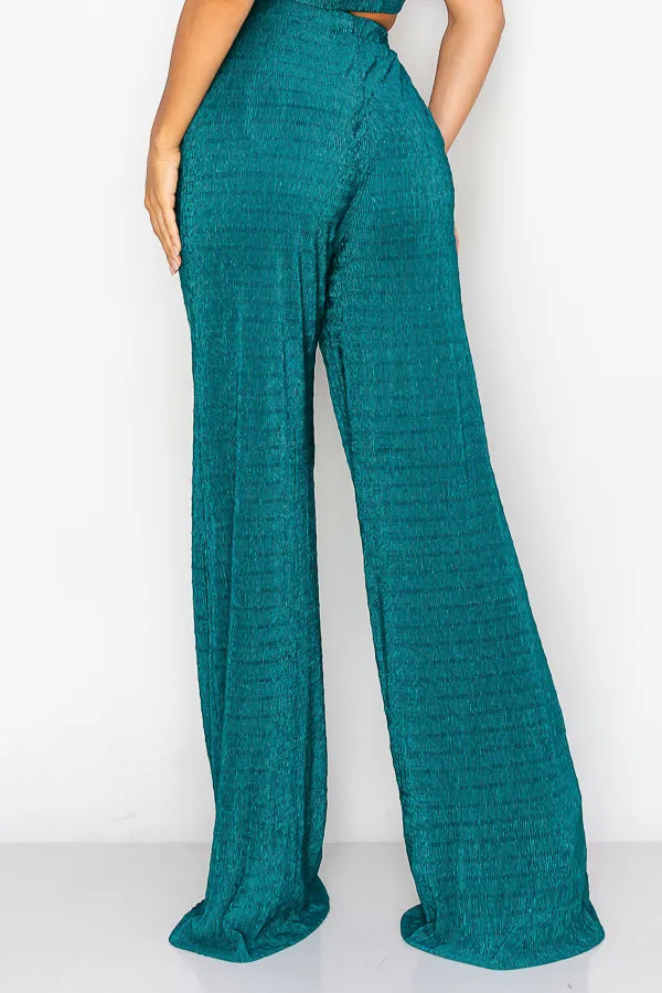 Short Sleeve Button Down Top with Pants Set