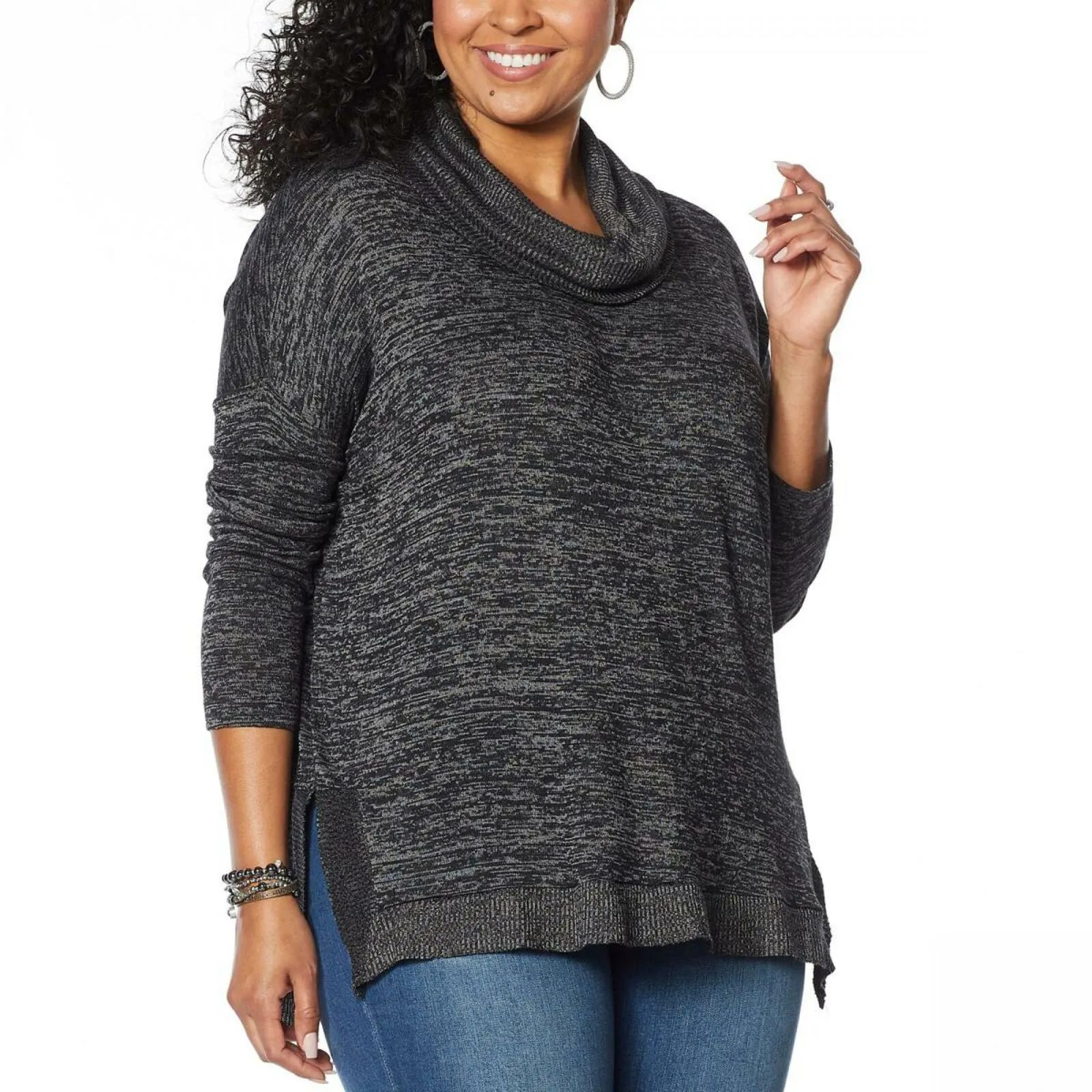 Skinnygirl Women's Plus Size Cowl Neck Dolman Sleeve Top