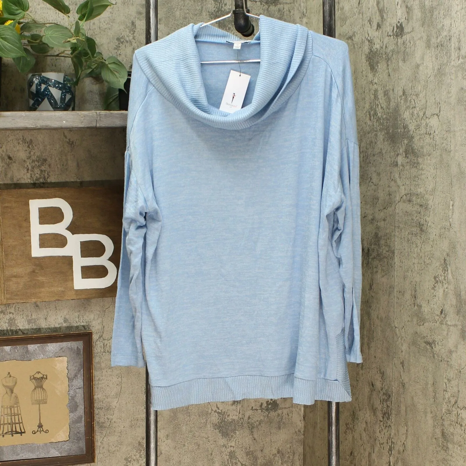 Skinnygirl Women's Plus Size Cowl Neck Dolman Sleeve Top