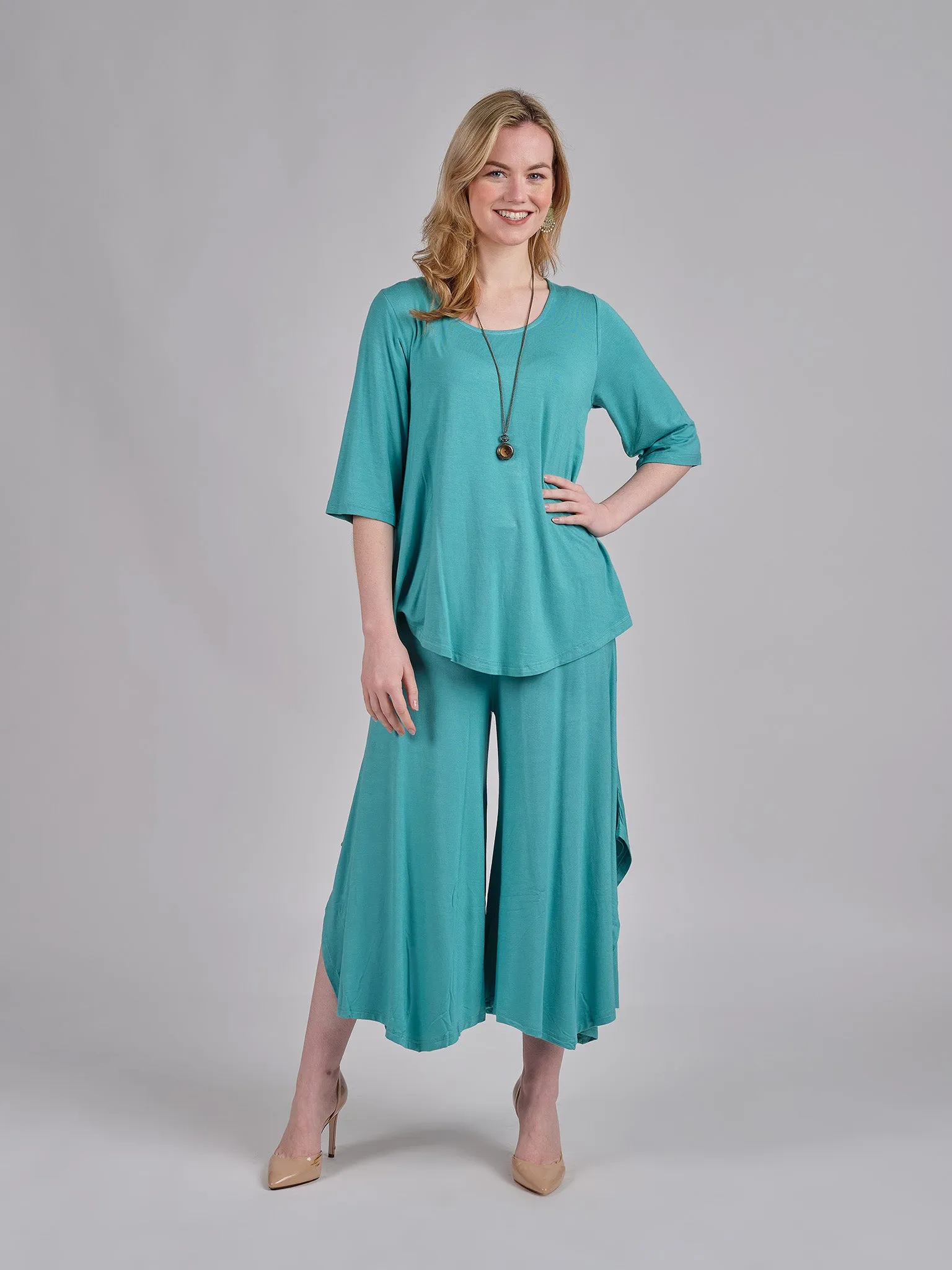 Skirted Wide-Leg Pants