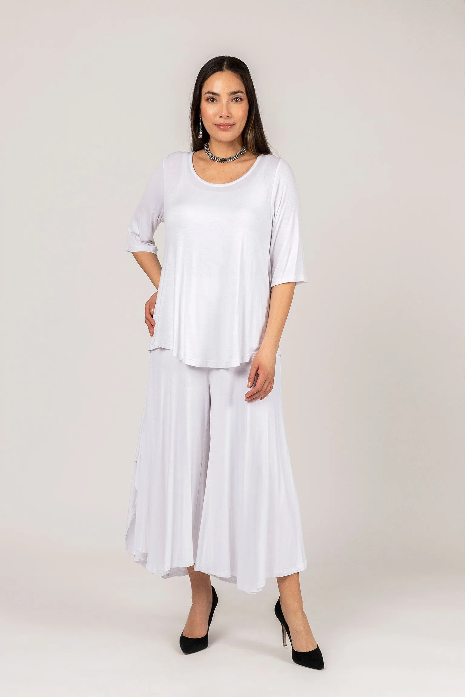 Skirted Wide-Leg Pants