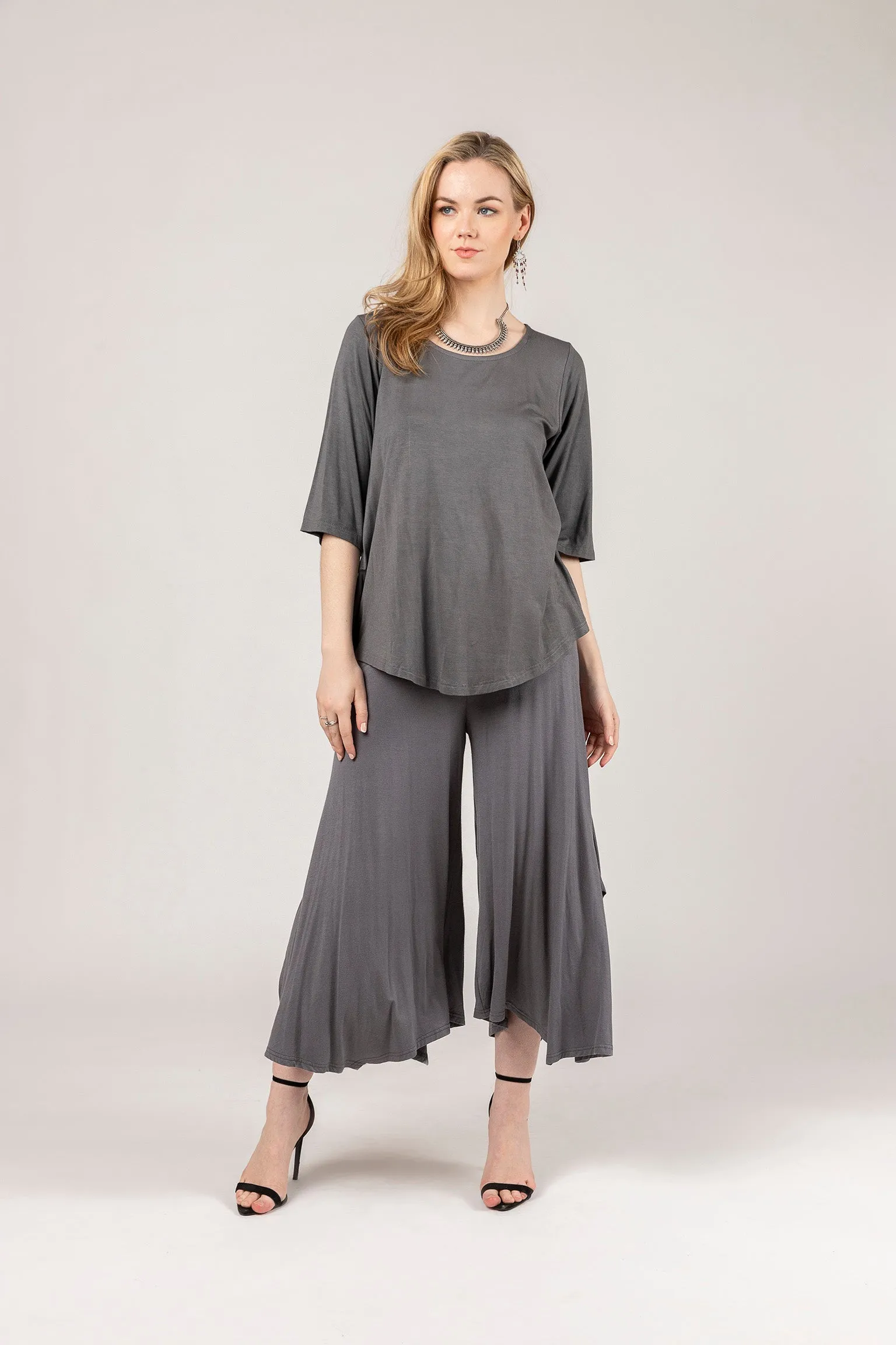 Skirted Wide-Leg Pants