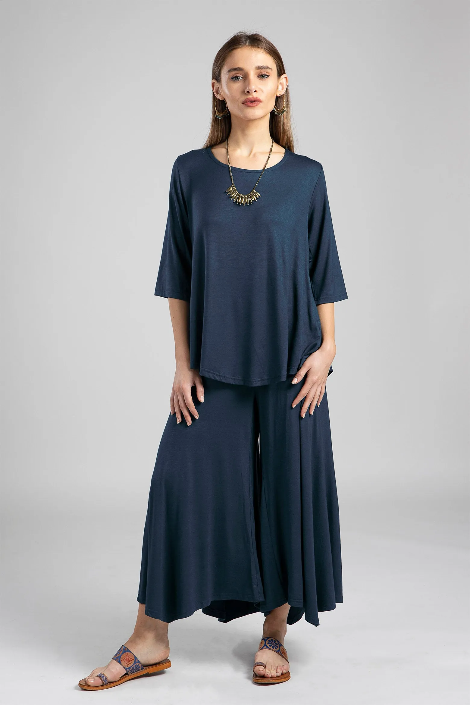 Skirted Wide-Leg Pants