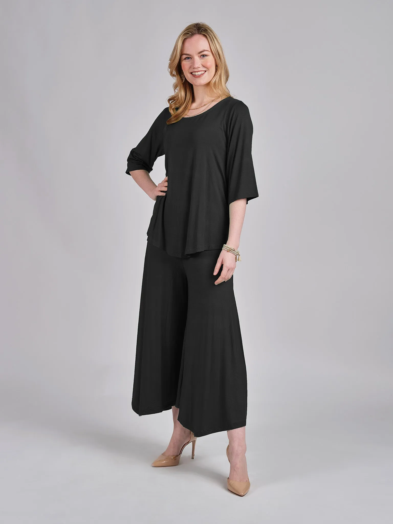 Skirted Wide-Leg Pants