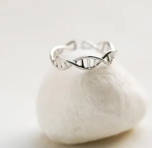 SMJEL New Biology DNA Ring for Women Minimalist Double Helix Anel Ring Men Chemistry Molecule Rings Gifts SYJZ080