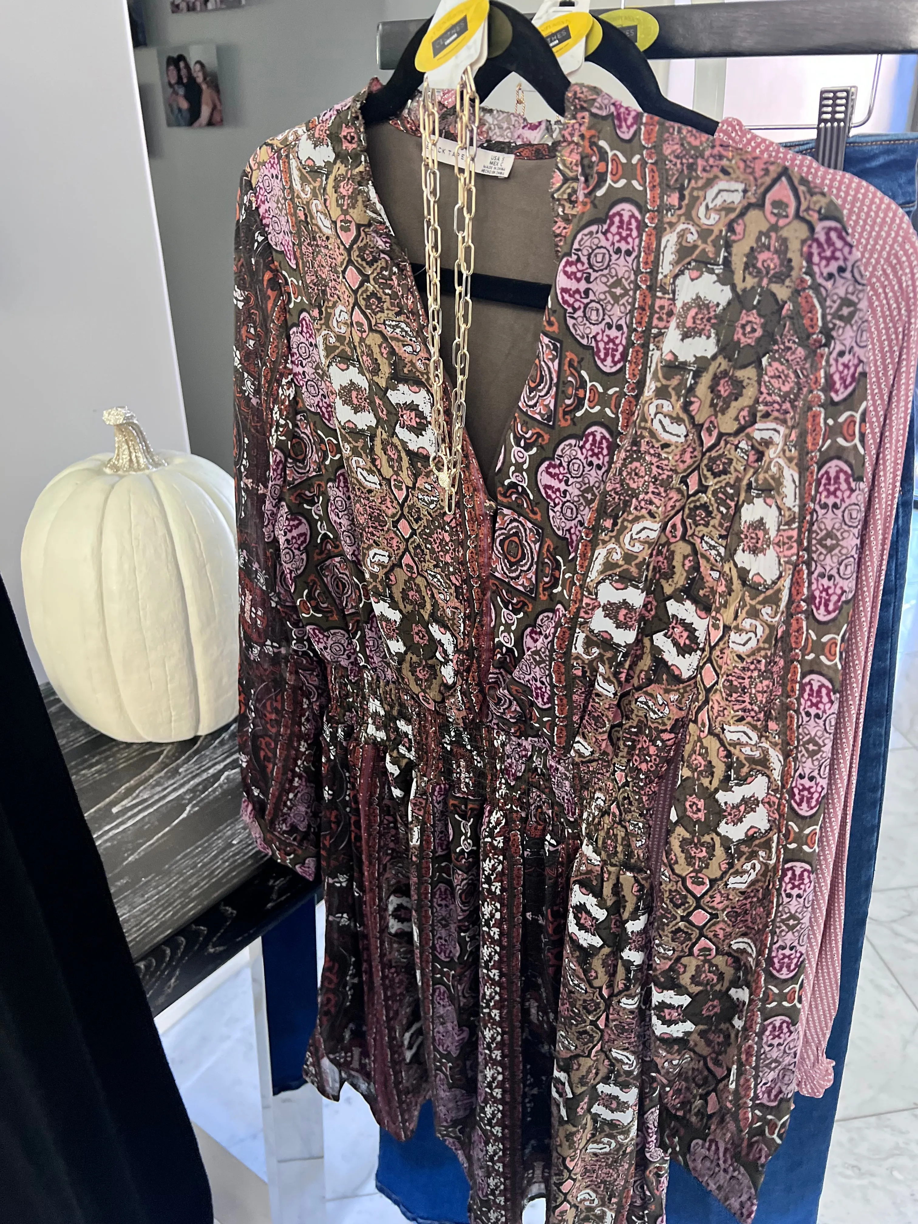 Smocked Waist Patterned Dress