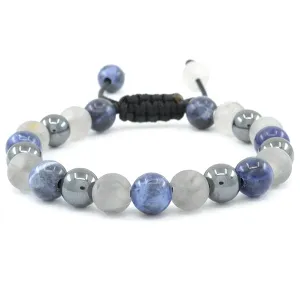 Sodalite, Matte Cloudy Quartz, Hematite