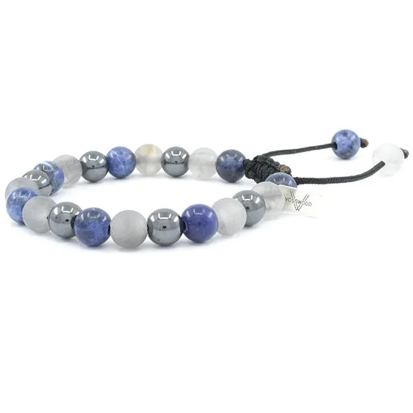 Sodalite, Matte Cloudy Quartz, Hematite