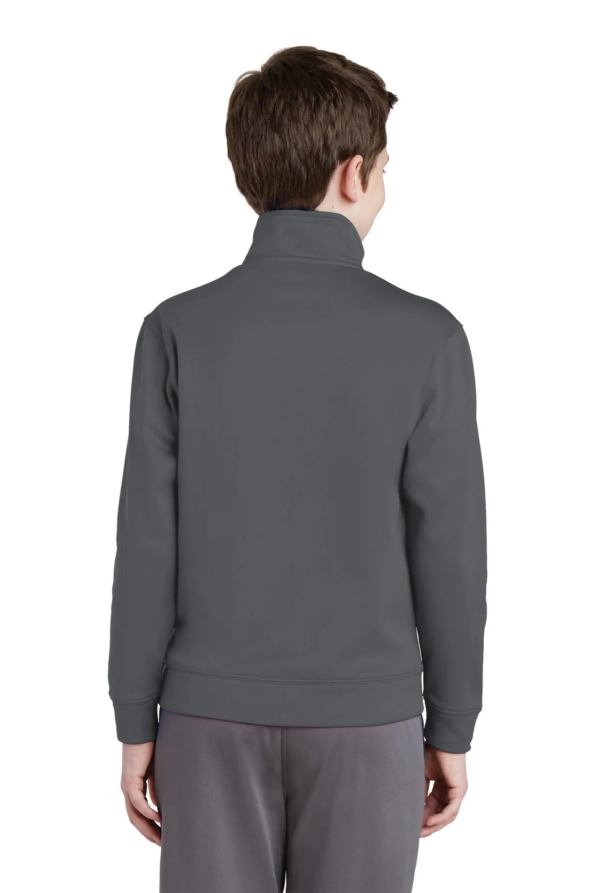 Sport-Tek Youth Sport-Wick Fleece Full-Zip Jacket.  YST241 Dark Smoke Grey