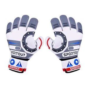 Sportout Kids Goalkeeper Gloves, Soccer Gloves with Double Wrist Protection and Non-Slip Wear Resistant Latex Material to Give Protection to Prevent Injuries. (Astronaut-White, 7)