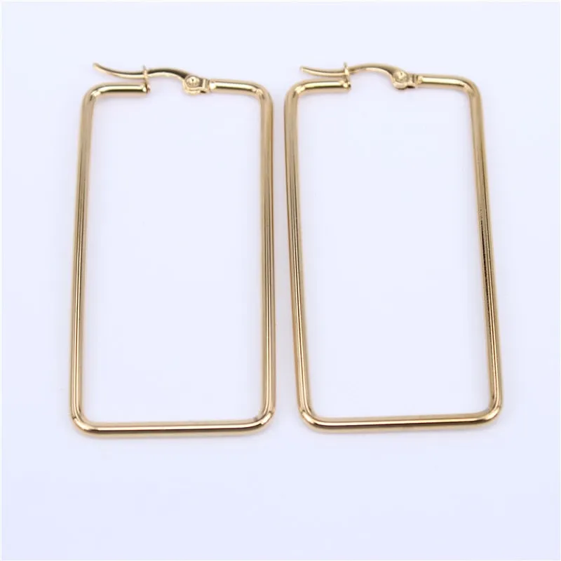 Stainless steel Mono And Gold Plated Hoop Earring