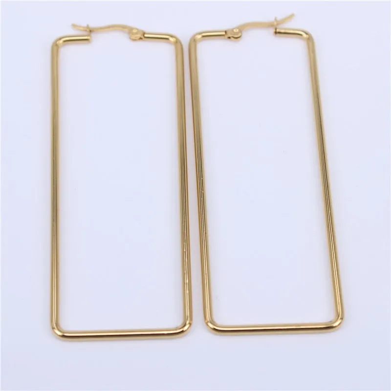 Stainless steel Mono And Gold Plated Hoop Earring