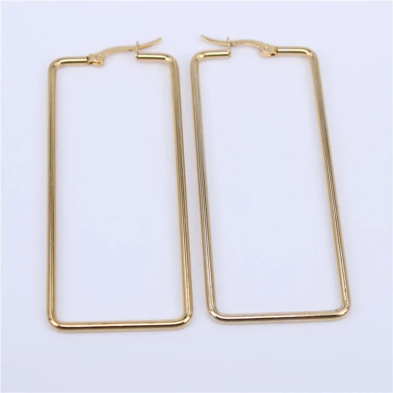 Stainless steel Mono And Gold Plated Hoop Earring