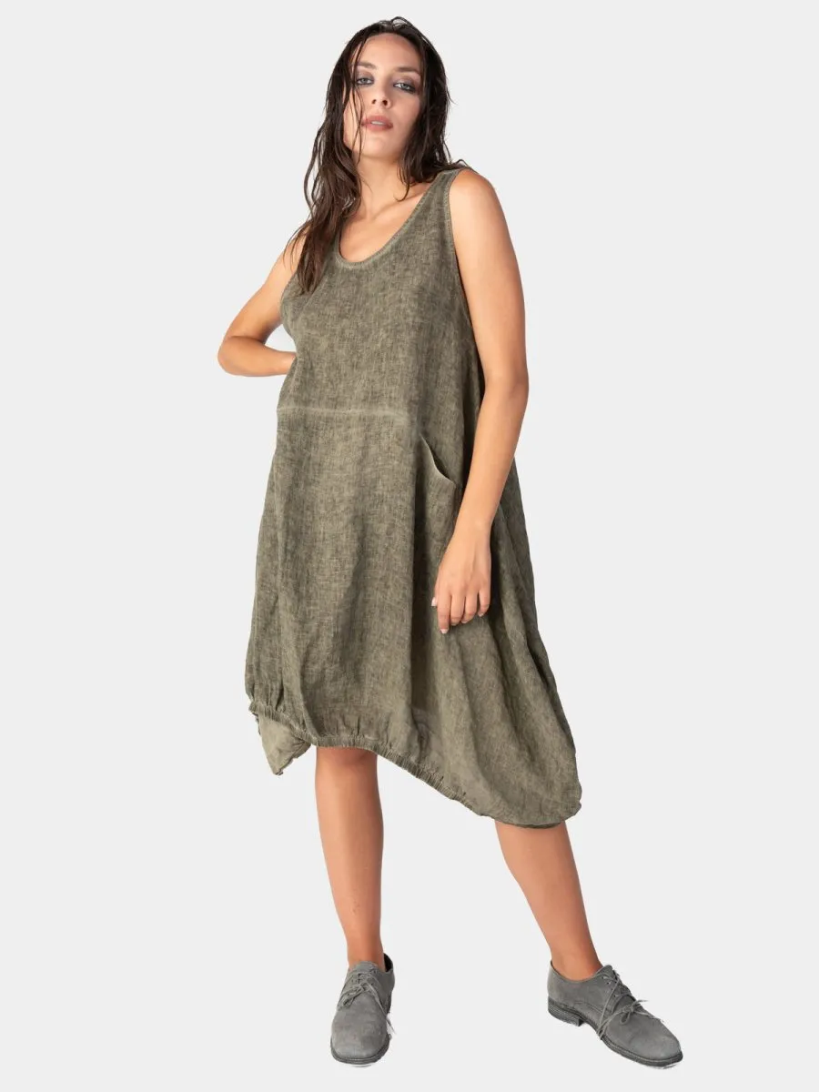 Stonewashed Linen Elastic Hem Tunic