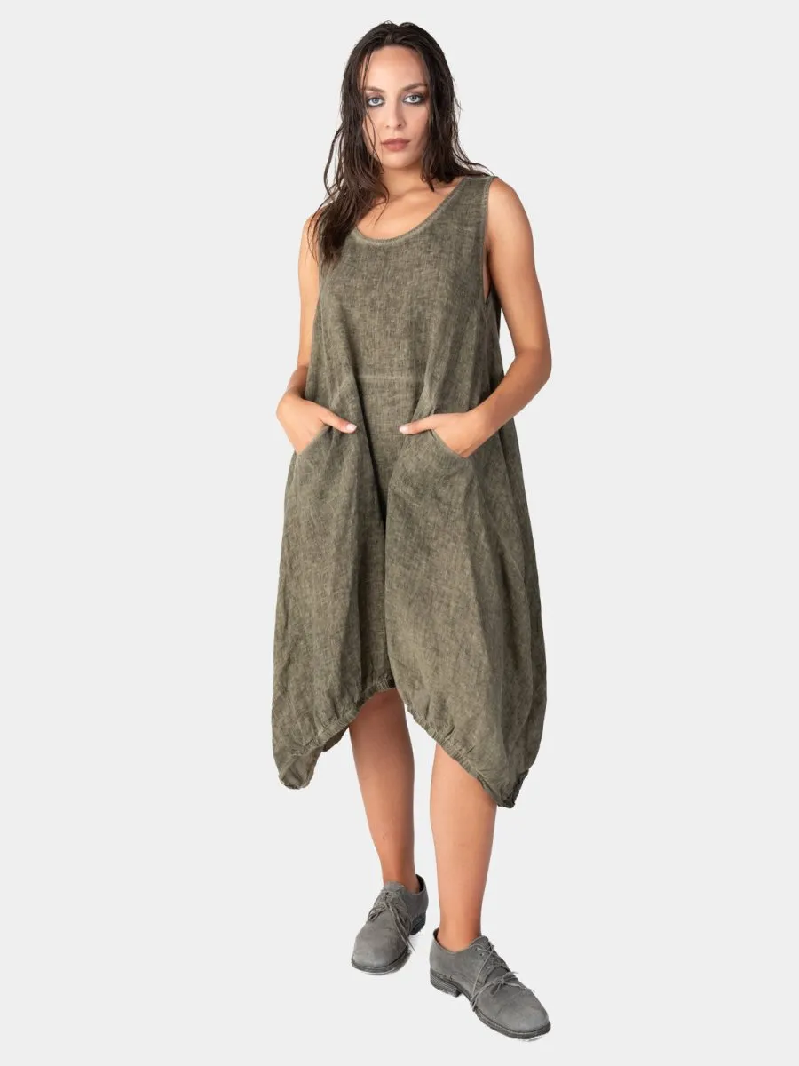 Stonewashed Linen Elastic Hem Tunic