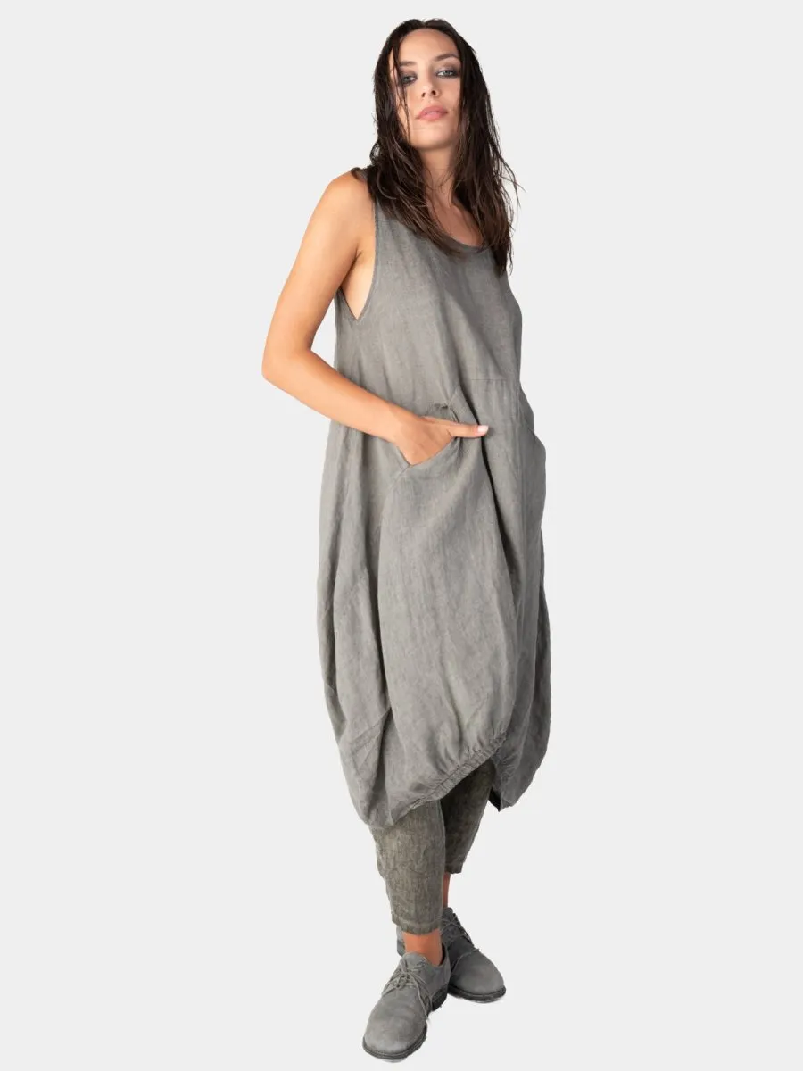Stonewashed Linen Elastic Hem Tunic