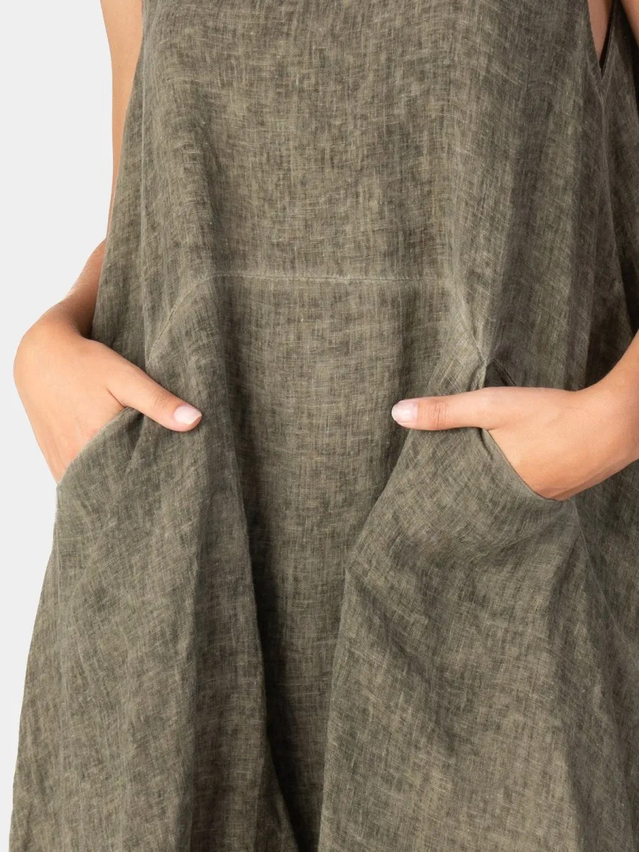 Stonewashed Linen Elastic Hem Tunic