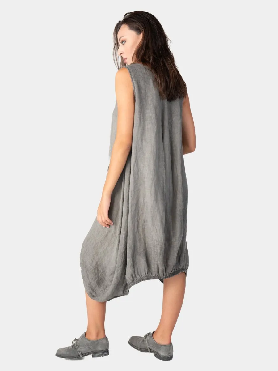 Stonewashed Linen Elastic Hem Tunic