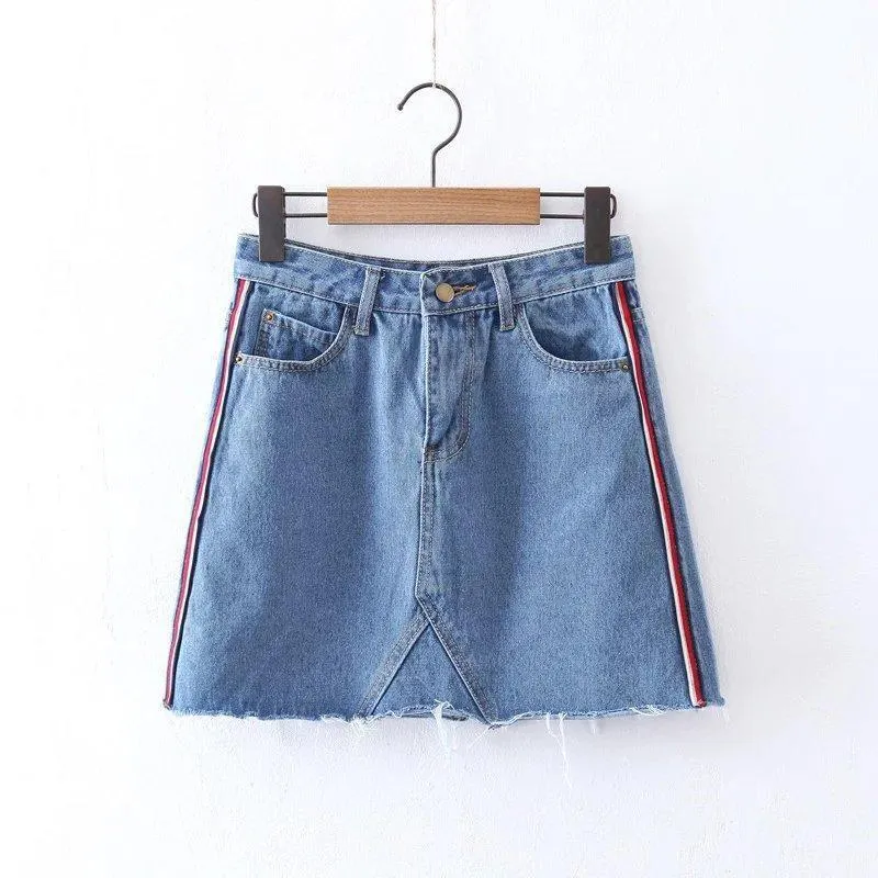 Striped Denim Skirt
