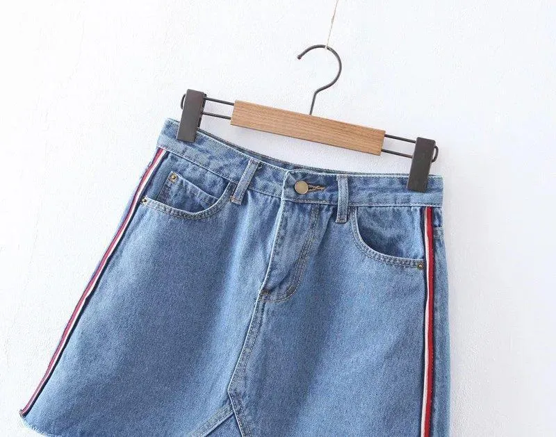 Striped Denim Skirt