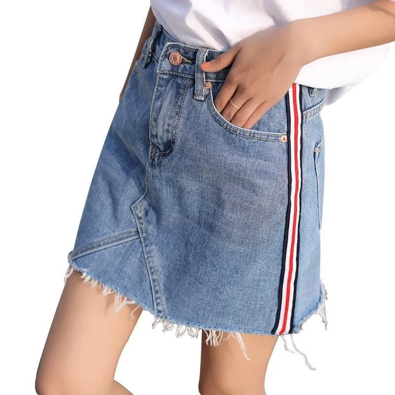 Striped Denim Skirt