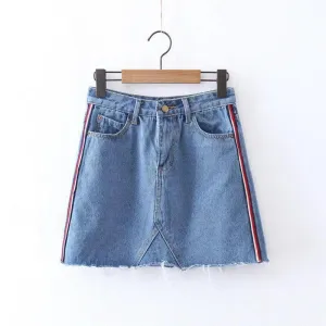Striped Denim Skirt