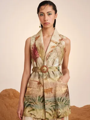 Summer Co-Ord Set Of 2 Jacket Blazer Pants-Woods-Linen-Ss25-Sb2-Wod-Cord