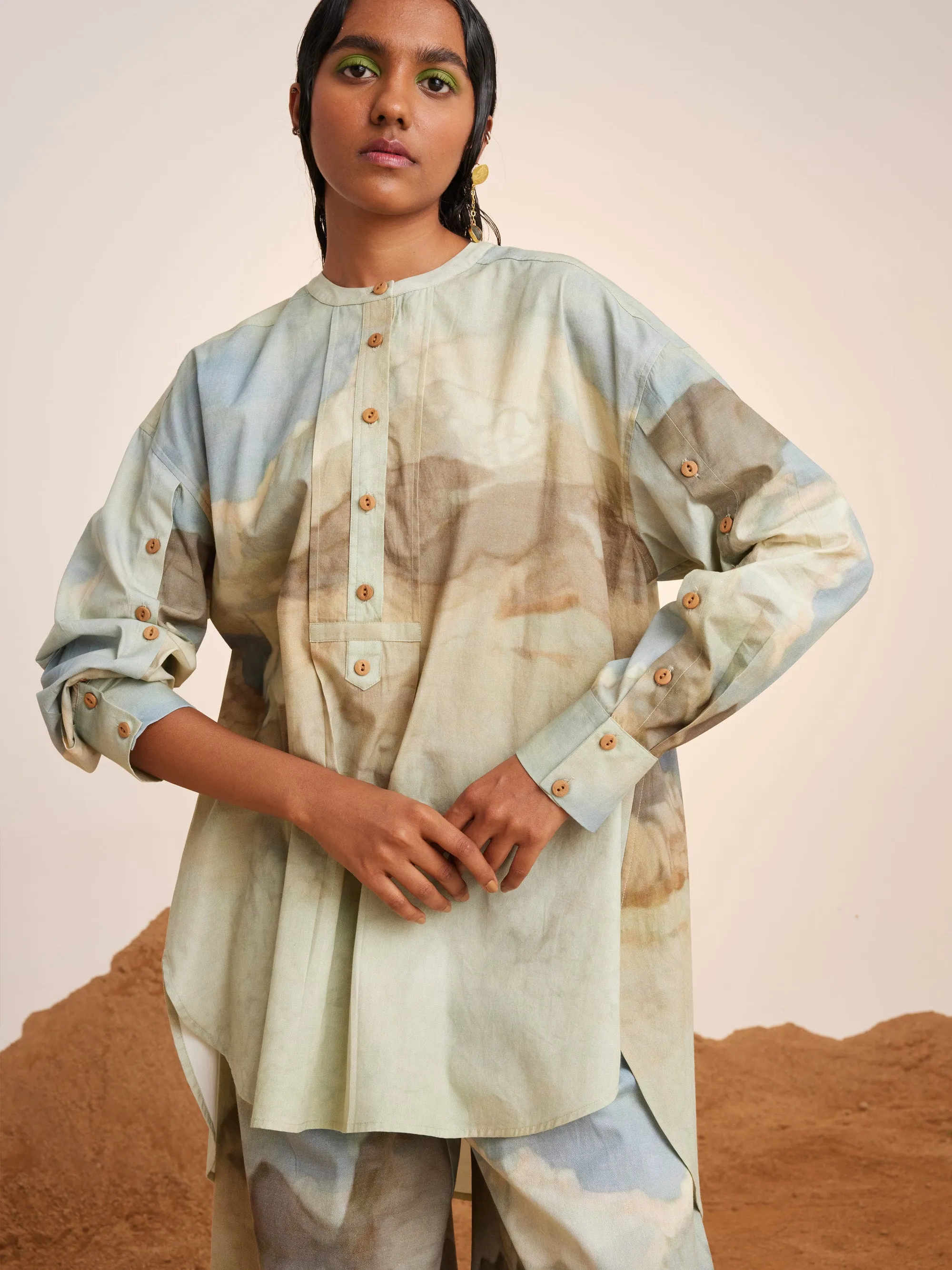 Summer Co-Ord Set Tunic Topstitched-Alpine-Cotton Twill-Ss25-Tst-Set-Alp-Cord
