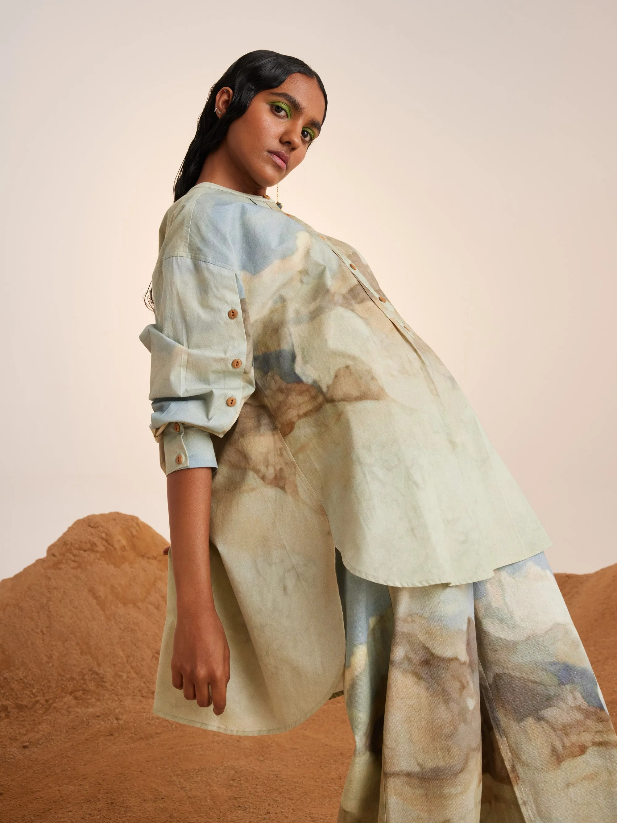 Summer Co-Ord Set Tunic Topstitched-Alpine-Cotton Twill-Ss25-Tst-Set-Alp-Cord