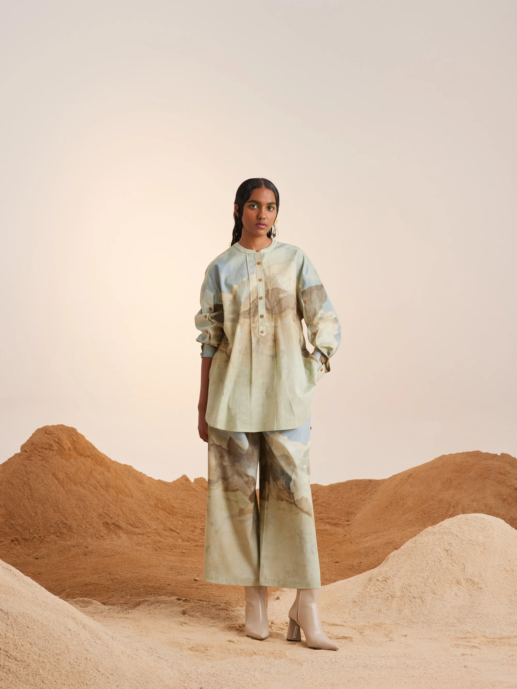 Summer Co-Ord Set Tunic Topstitched-Alpine-Cotton Twill-Ss25-Tst-Set-Alp-Cord