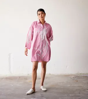 Summer Dress Shirtdress Cotton Pale Pink-Fashion Edit Indian Summer-KW828-Khara Kapas