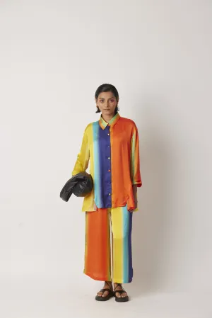Summer Pant Culotte Modal Satin Button-Front Print-Hazy Stripes-Fashion Edit-Yc14P-103 Yc14Hs -05-Yavi