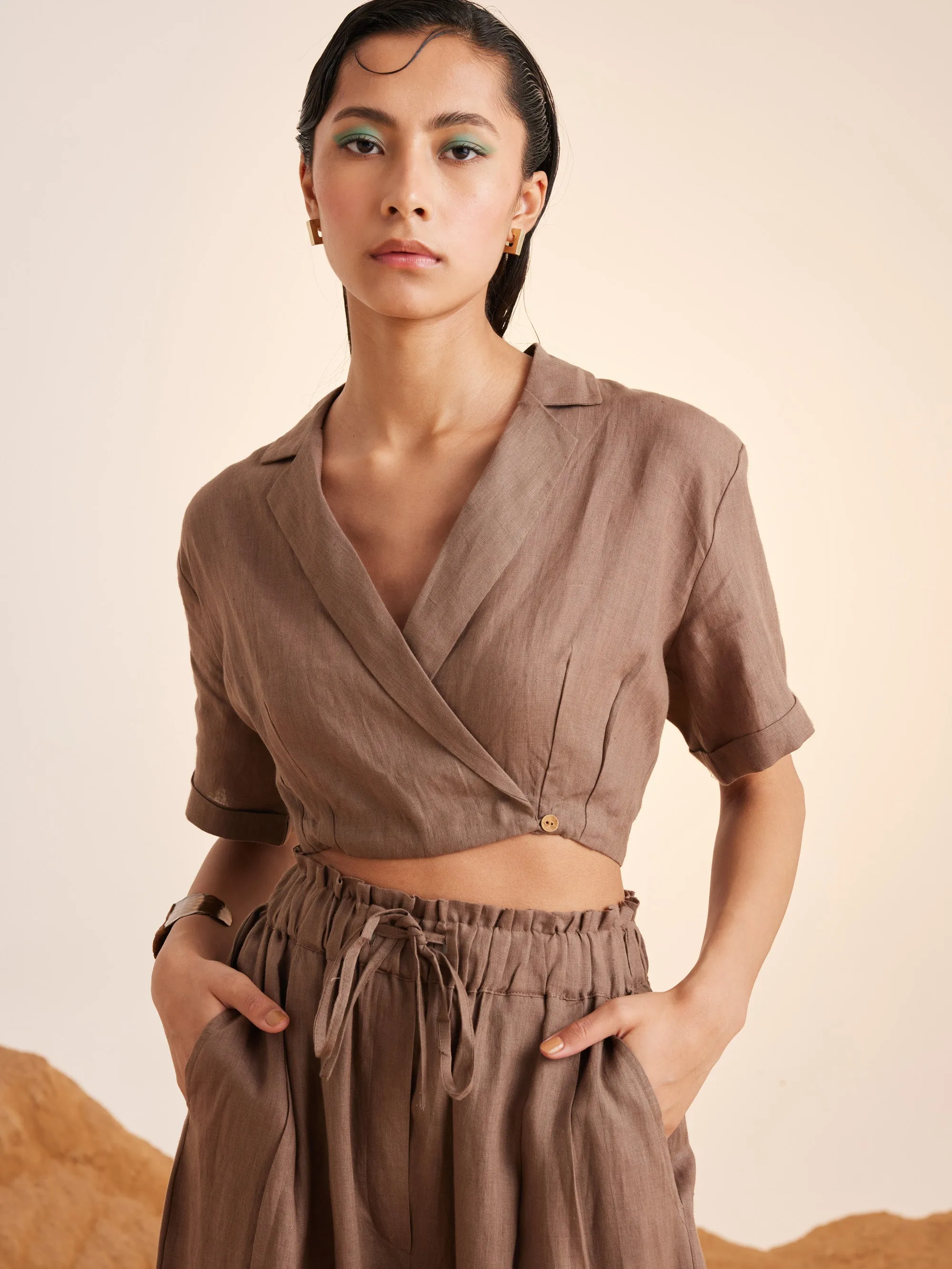 Summer Top Cropped Overlap-Ash-Linen-Ss25-Oct-Ash-Cord