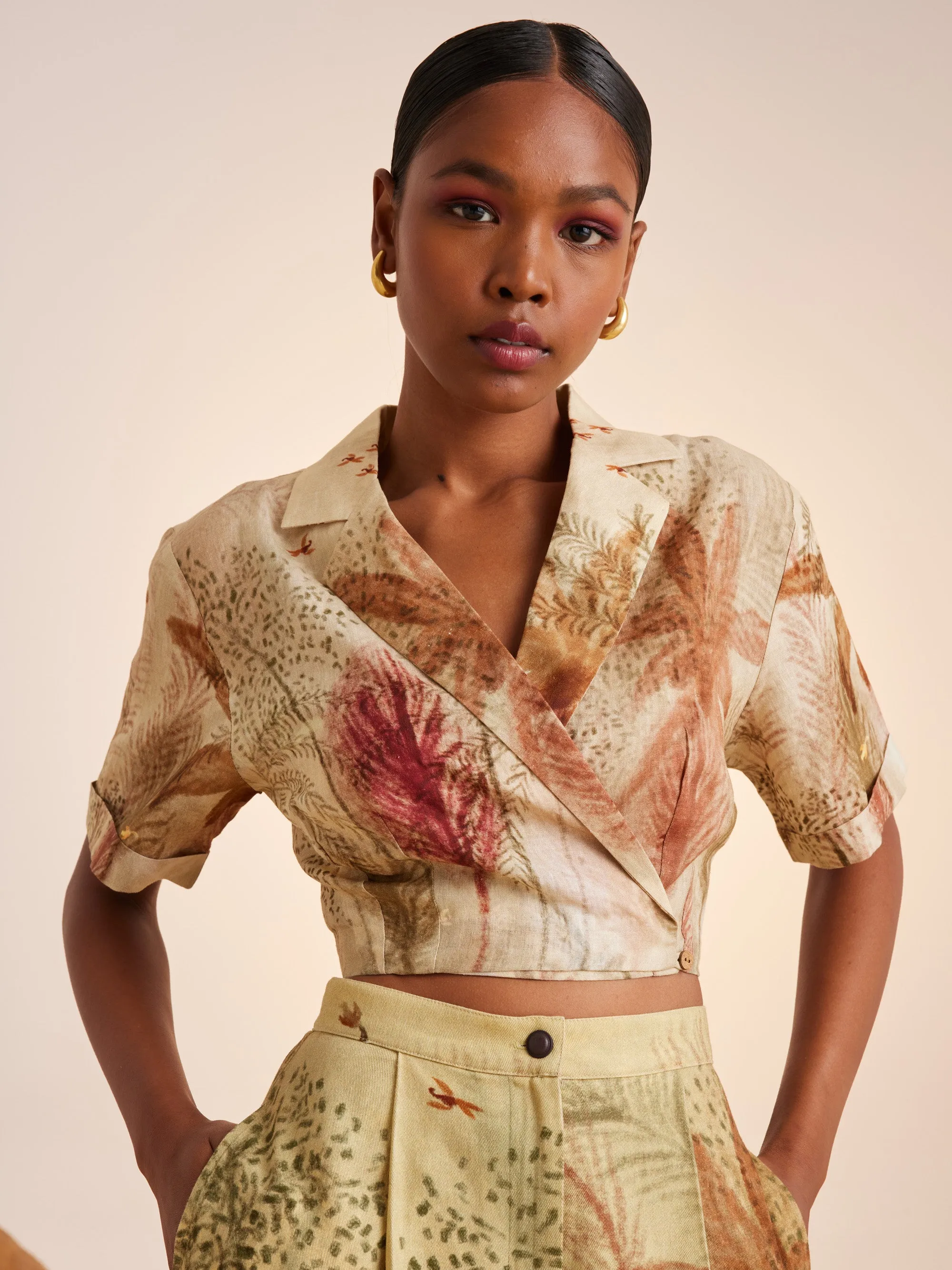 Summer Top Cropped Overlap-Woods-Linen-Ss25-Ocp-Wod-Cord