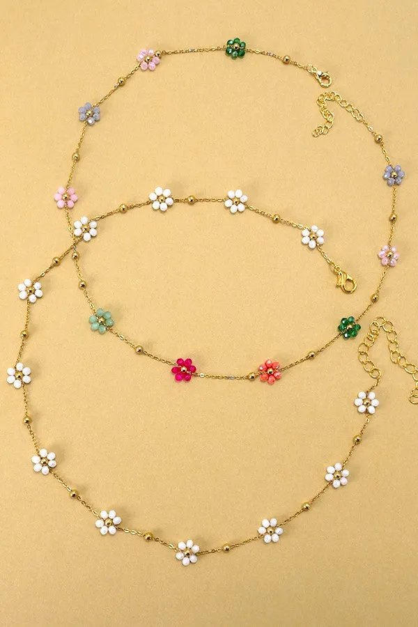 The Azalea Beaded Flower Station Necklace