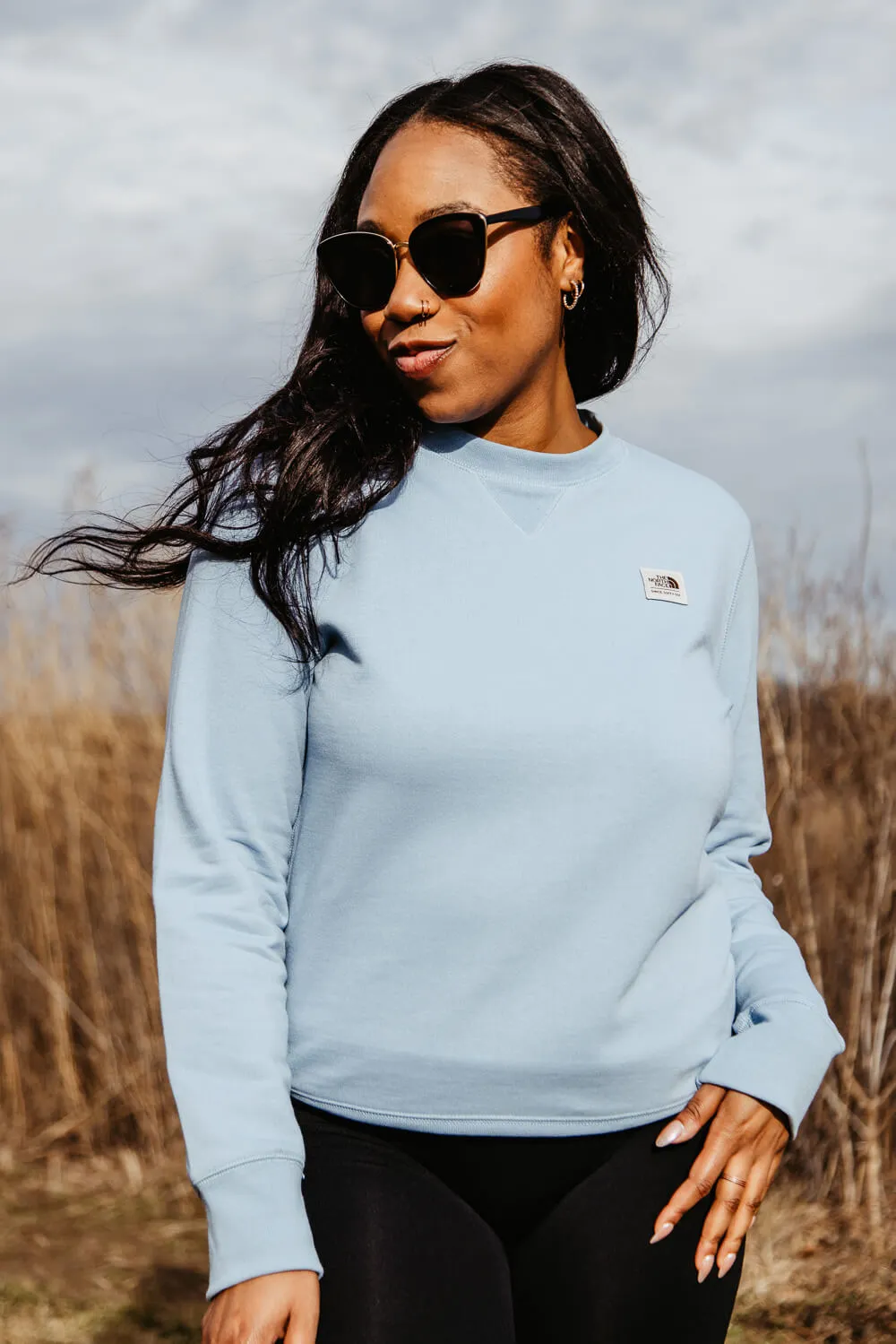 The North Face Heritage Patch Fleece Sweatshirt for Women in Blue | NF0A7UOO-QEO
