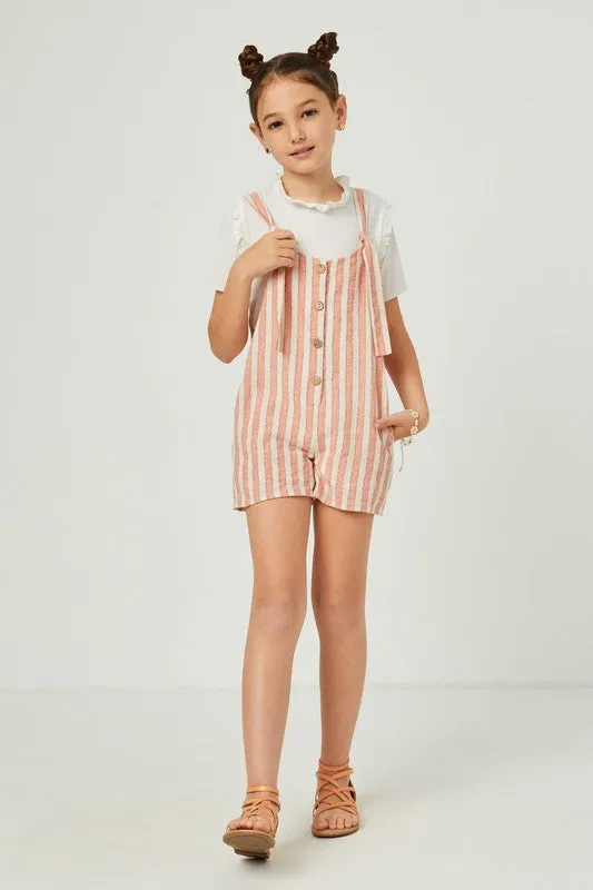 Tie Button-Front Romper