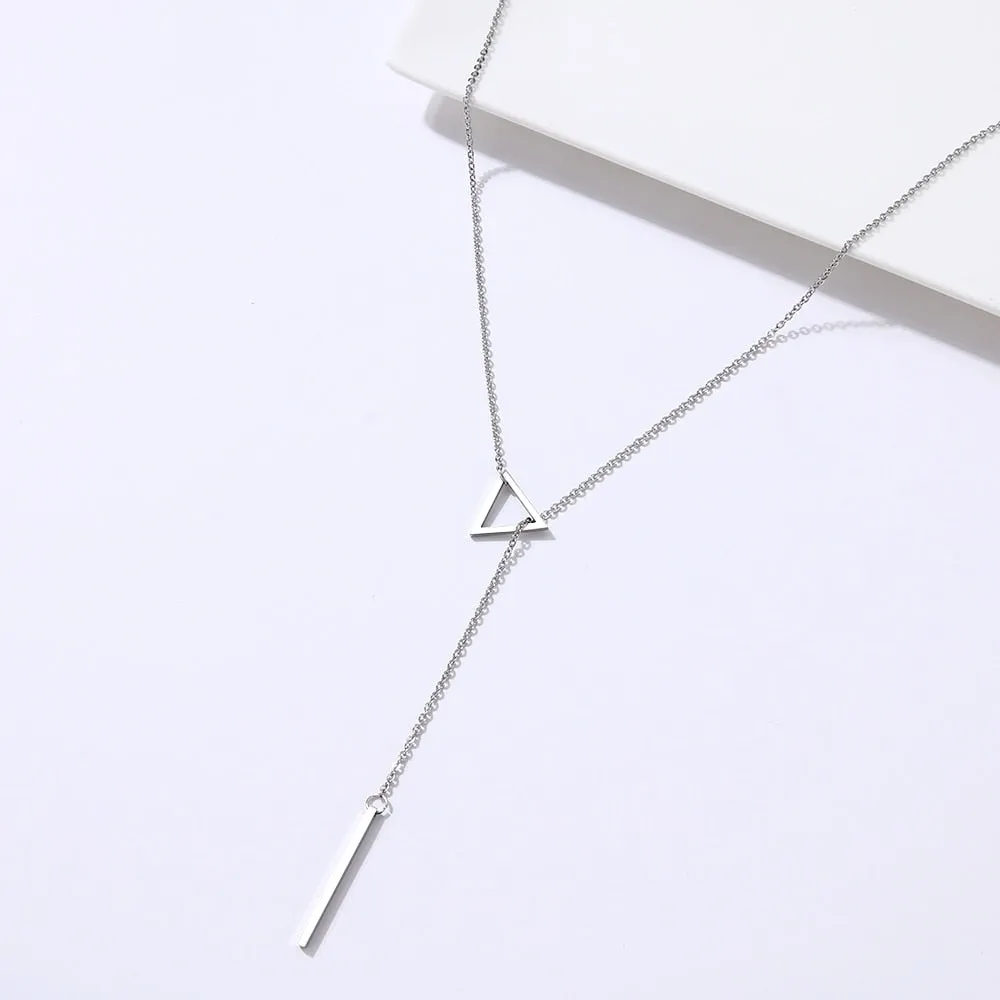 Triangle Double Pendant Chain Necklaces Women Stainless Steel Jewelry