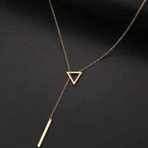 Triangle Double Pendant Chain Necklaces Women Stainless Steel Jewelry